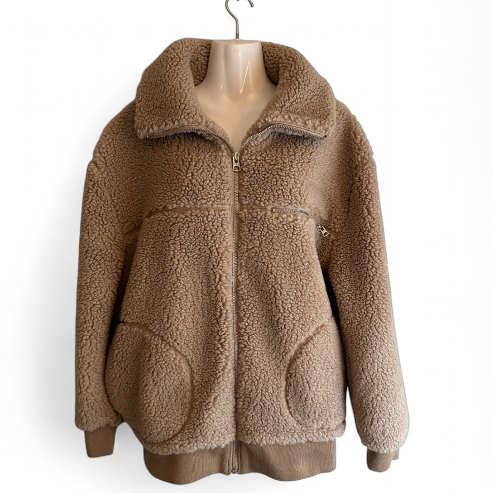 Wilfred Free The Teddy Full Zip Jacket Tan Large with pockets - Picture 3 of 13